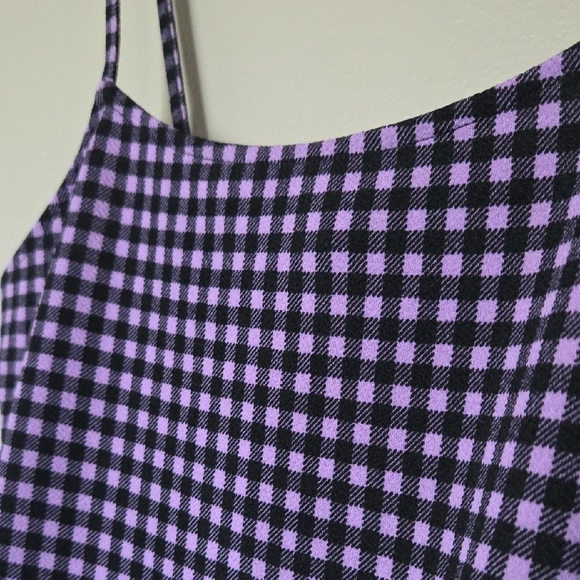 Divided H&M Purple and Black Checkered Mini Dress with Spaghetti Straps Size M - Picture 3 of 3